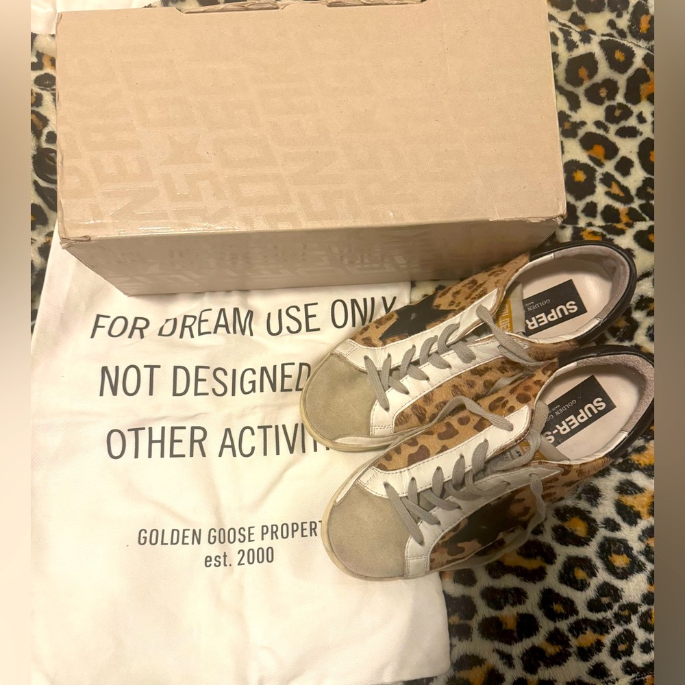 Authentic Golden Goose super star low top leopard sneaker size 37/7